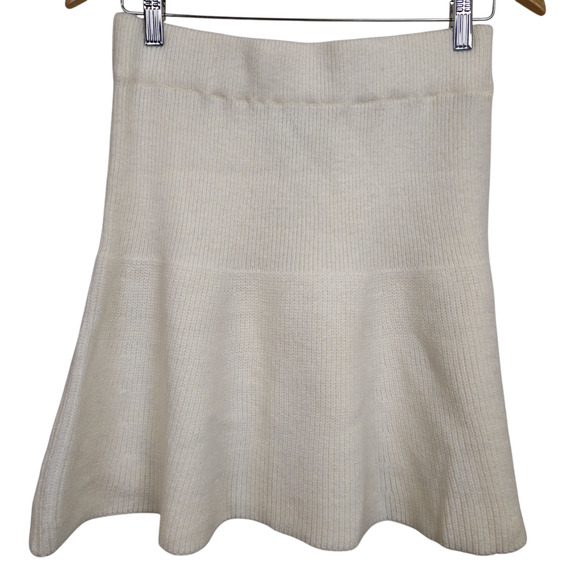Mable Skirt Womens Large Cream Rib Knit Flare Soft Stretch Fall Preppy - Picture 4 of 13